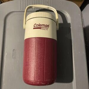 COLEMAN POLYLITE Red 1/2 GALLON Thermos 5590 Water Jug Cooler Spout Vintage